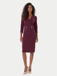 Rinascimento Sukienka koktajlowa CFC0126151003 Bordowy Slim Fit. Czerwone sukienki Rinascimento, s, bez wzorów, z syntetyku, wizytowe, bez kołnierzyka, bez ramiączek. Za 579.99 zł.
