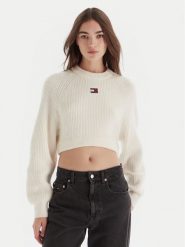 Tommy Jeans Sweter Badge DW0DW21677 Écru Regular Fit. Swetry Tommy Jeans, m, bez wzorów, z jeansu, bez ramiączek. Za 339.99 zł.