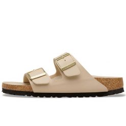 Sandały Birkenstock Arizona Birko Flor Damskie. Brązowe sandały Birkenstock, bez wzorów, z materiału, bez obcasa, bez zapięcia. Za 628.80 zł.