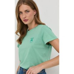 Pinko t-shirt bawełniany kolor zielony. Zielone t-shirty Pinko, bez wzorów, z bawełny, bez kołnierzyka, bez ramiączek. Za 239.99 zł.