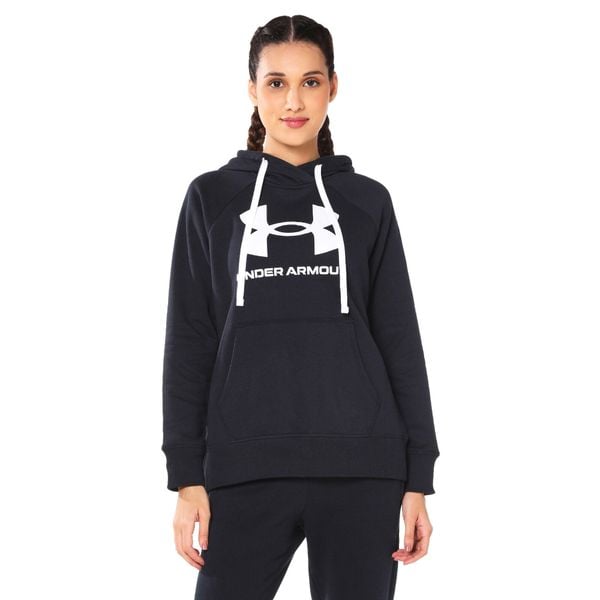 Bluza Z Kapturem Damska Logo Polar Rival. Czarne bluzy z kapturem Under Armour, l, bez wzorów, z polaru, z kapturem. Za 274.99 zł.