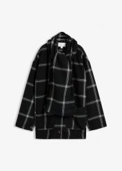 Kurtka przejściowa z odpinanym szalem. Czarne kurtki bonprix, bez wzorów, z wełny, bez kaptura. Za 299.99 zł.