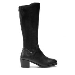 Kozaki Caprice. Czarne kozaki Caprice, bez wzorów, bez obcasa, na słupku, bez zapięcia. Za 519.99 zł.