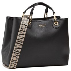Torebka Emporio Armani. Czarne shopper bag Emporio Armani, bez wzorów, bez dodatków. Za 989.99 zł.