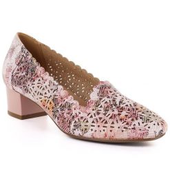 Półbuty damskie ażurowe na obcasie multikolor Potocki 26-12393. Półbuty wsuwane POTOCKI, w ażurowe wzory, z tkaniny, eleganckie, bez obcasa, na obcasie. Za 139.99 zł.