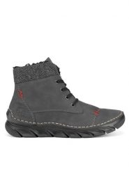 Rieker Botki 55031-45 Szary. Szare botki Rieker, bez wzorów, bez obcasa, na płaskiej podeszwie, bez zapięcia. Za 279.00 zł.