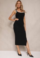 Czarna Sukienka z Wiskozą Typu Bodycon z Prążkowanego Materiału Erilwenis. Czarne sukienki Renee, na co dzień, m, bez wzorów, z jeansu, bez kołnierzyka, bez ramiączek, maxi, bodycon. W wyprzedaży za 75.99 zł.