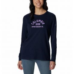Bluza Turystyczna bez kaptura Damska Columbia North Cascades LS Tee. Niebieskie bluzy Columbia, xl, bez wzorów, sportowe, bez ramiączek, bez kaptura. Za 138.99 zł.