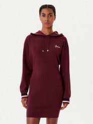 Guess Sukienka dzianinowa V5BK01 Z1152 Bordowy Regular Fit. Czerwone sukienki Guess, xxs, z aplikacjami, z dzianiny, bez kołnierzyka, bez ramiączek. Za 369.99 zł.