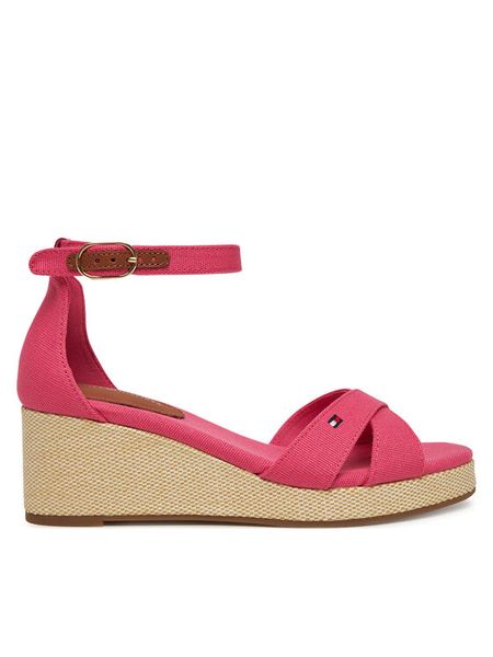 Tommy Hilfiger Sandały Flag Criss-Cros Mid Wedge Espad FW0FW08481 Różowy. Czerwone sandały Tommy Hilfiger, bez wzorów, z materiału, bez obcasa, na koturnie, bez zapięcia. Za 279.99 zł.