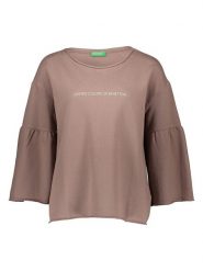 Benetton Bluza w kolorze szarobrązowym rozmiar: M. Brązowe bluzy Benetton, m, bez wzorów, z bawełny, bez kaptura. Za 92.21 zł.