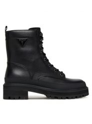 Guess Trzewiki FLFB2D LEA10 Czarny. Czarne botki Guess, z aplikacjami, ze skóry, bez obcasa, na płaskiej podeszwie, bez zapięcia. Za 489.99 zł.