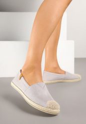 Szare Espadryle ze Zdobieniami z Plecionki i Elastyczną Wstawka Nelithae. Szare espadryle Born2be, z aplikacjami, eleganckie, bez obcasa. W wyprzedaży za 42.49 zł.