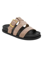 Sixth Sens Klapki w kolorze beżowym rozmiar: 38. Brązowe klapki Sixth Sens, bez wzorów, klasyczne, z otwartym noskiem, bez obcasa, bez zapięcia. Za 104.99 zł.