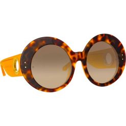 Okulary Donyale LINDA FARROW. Brązowe okulary przeciwsłoneczne Linda Farrow, bez wzorów, szklane, okrągłe. Za 2,359.00 zł.