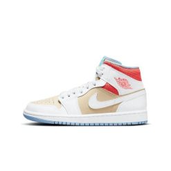 Buty do chodzenia dla dorosłych Air Jordan 1 Mid SE Sesame. Brązowe buty treningowe Jordan, bez wzorów, ze skóry, bez zapięcia, tenisowe. Za 996.85 zł.