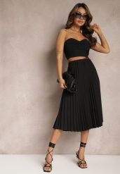 Czarna Spódnica Midi z Plisami High Waist Jasmira. Czarne spódnice Renee, bez wzorów, midi. W wyprzedaży za 67.99 zł.