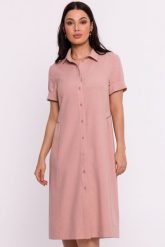 Sukienka koszulowa midi z kołnierzykiem różowa. Czerwone sukienki Sukienki.shop, do pracy, m, bez wzorów, biznesowe, bez kołnierzyka, bez ramiączek, midi, koszulowe. Za 289.00 zł.