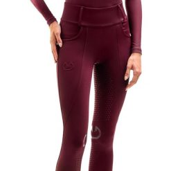 Legginsy jeździeckie damskie Frosty Elegance Equus. Czerwone legginsy EQUUS BRAND, z aplikacjami, z materiału, eleganckie, długie. Za 229.99 zł.