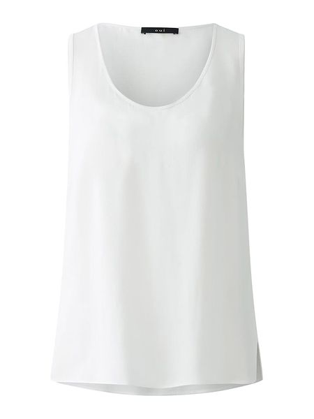 Oui Top w kolorze białym rozmiar: 42. Białe topy Oui, s, bez wzorów, z wiskozy, klasyczne, bez kołnierzyka, bez ramiączek. Za 165.99 zł.