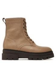 Tommy Hilfiger Botki Bicolor Leather Lace-Up FW0FW08160 Beżowy. Brązowe botki Tommy Hilfiger, bez wzorów, ze skóry, bez obcasa, na płaskiej podeszwie, bez zapięcia. Za 529.99 zł.