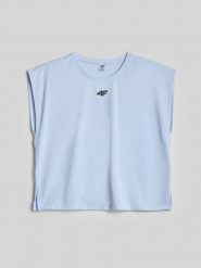 4F Koszulka treningowa regular szybkoschnąca damska - niebieska XL. Niebieskie t-shirty sportowe 4f, xl, bez wzorów, bez ramiączek, na fitness i siłownię. Za 79.99 zł.
