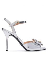 LOVE MOSCHINO Sandały JA16069G0OJE090B Srebrny. Szare sandały Love Moschino, bez wzorów, ze skóry, bez obcasa, na szpilce, bez zapięcia. Za 1,099.00 zł.