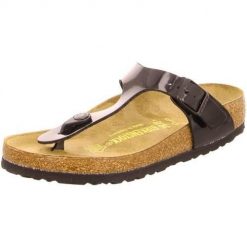 Japonki damskie Birkenstock 043661. Brązowe japonki Birkenstock, bez wzorów, z materiału. Za 639.00 zł.