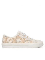 Guess Trampki FLJCR2 FAP12 Biały. Białe trampki Guess, z aplikacjami, z materiału, bez zapięcia. Za 419.99 zł.