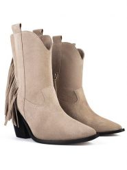 Loft37 Skórzane botki "Let Me Be Free" w kolorze beżowym rozmiar: 37. Brązowe botki loft37, bez wzorów, eleganckie, bez obcasa, bez zapięcia. Za 323.99 zł.