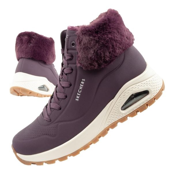 Buty sportowe damskie Skechers Uno Rugged. Fioletowe buty treningowe Skechers, bez wzorów, z materiału, bez zapięcia. Za 369.00 zł.