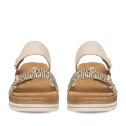 Sandały Remonte. Brązowe sandały Remonte, bez wzorów, bez obcasa, na płaskiej podeszwie, bez zapięcia. Za 379.99 zł.