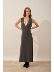 Just Cashmere Kaszmirowa sukienka "Tessa" w kolorze antracytowym rozmiar: S. Czarne sukienki Just Cashmere, na co dzień, s, bez wzorów, z kaszmiru, bez kołnierzyka, bez ramiączek, maxi, proste. Za 434.99 zł.