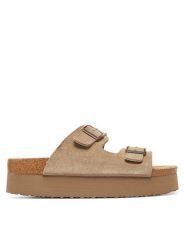 DeeZee Klapki DZ-C1 Brązowy. Brązowe klapki DeeZee, bez wzorów, ze skóry, bez obcasa, bez zapięcia. Za 159.99 zł.