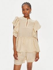 Munthe Bluzka Ufolia 242101624232 Beżowy Loose Fit. Brązowe bluzki Munthe, bez wzorów, bez kołnierzyka, bez ramiączek. Za 439.99 zł.