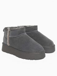 Gooce Skórzane botki zimowe "Wizz" w kolorze szarym rozmiar: 39. Szare botki Gooce, bez wzorów, bez obcasa, na platformie, bez zapięcia. Za 195.99 zł.