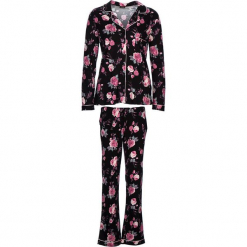 Piżama "Classy Dreams" w kolorze różowo-czarnym. Czarne piżamy marki LASCANA. W wyprzedaży za 136.95 zł.