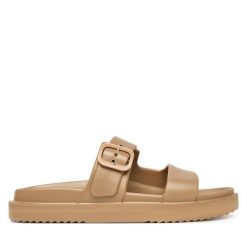 Klapki Tommy Hilfiger. Brązowe klapki Tommy Hilfiger, bez wzorów, bez obcasa, bez zapięcia. Za 209.99 zł.