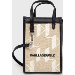 Karl Lagerfeld torebka kolor beżowy. Brązowe listonoszki KARL LAGERFELD, bez wzorów, na ramię, bez dodatków. Za 679.99 zł.