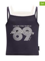 Retour Topy (2 szt.) w kolorze kremowo-antracytowym rozmiar: 158/164. Brązowe topy Retour, bez wzorów, bez kołnierzyka, bez ramiączek. Za 57.20 zł.