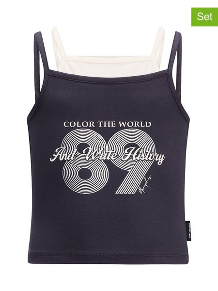 Retour Topy (2 szt.) w kolorze kremowo-antracytowym rozmiar: 158/164. Brązowe topy Retour, bez wzorów, bez kołnierzyka, bez ramiączek. Za 61.46 zł.