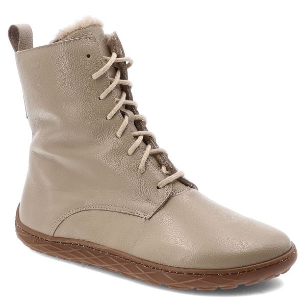 Beżowe Boki Wasak Ocieplane Buty Damskie Barefoot. Brązowe kozaki Wasak, bez wzorów, ze skóry, klasyczne, bez obcasa, bez zapięcia. Za 319.99 zł.