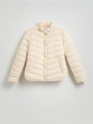 Pikowana kurtka - kremowy. Białe kurtki Reserved, l, bez wzorów, z tkaniny, klasyczne, bez kaptura. Za 119.99 zł.