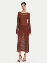 Fracomina Sukienka dzianinowa FS25SD5004K514O7 Brązowy Slim Fit. Brązowe sukienki Fracomina, s, bez wzorów, z dzianiny, bez kołnierzyka, bez ramiączek. Za 299.99 zł.