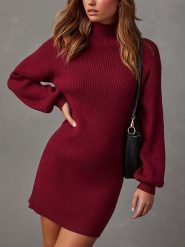 Milan Kiss Sukienka dzianinowa w kolorze bordowym rozmiar: XL. Czerwone sukienki Milan Kiss, xl, bez wzorów, z dzianiny, bez kołnierzyka, bez ramiączek, mini. Za 165.99 zł.