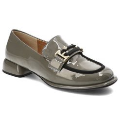 Szare Półbuty Artiker Eleganckie Obuwie Damskie. Szare półbuty wsuwane Artiker, bez wzorów, ze skóry, eleganckie, bez obcasa, na obcasie. Za 239.00 zł.