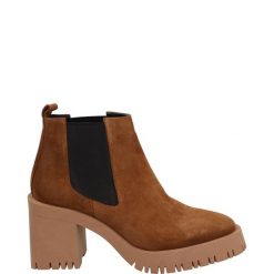 BOTKI NA SŁUPKU 0431321026S S TA. Botki Venezia, bez wzorów, ze skóry, bez obcasa, na słupku, bez zapięcia. Za 279.00 zł.