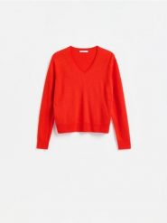 Sweter z wełny merino - czerwony. Czerwone swetry Reserved, l, bez wzorów, z wełny, bez ramiączek. Za 169.99 zł.