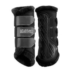 Syntetyczne buty dla koni z podszewką z owczej skóry Stübben Airflow. Czarne buty treningowe STÜBBEN, bez wzorów, z polaru, bez zapięcia, do jazdy konnej. Za 455.00 zł.