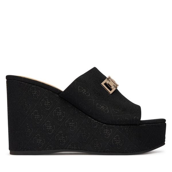 Klapki Guess. Czarne klapki Guess, z aplikacjami, bez obcasa, bez zapięcia. Za 549.99 zł.